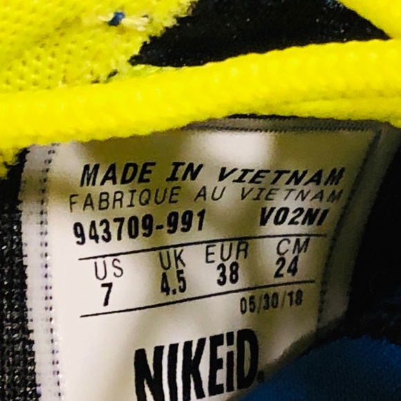 😱Nike Roshe One Nike ID😱Neon Yellow/Royal Blue - Picture 3 of 5